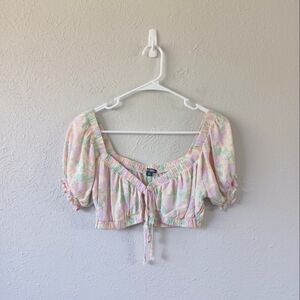 Wild Fable Floral Tie Front Crop Top